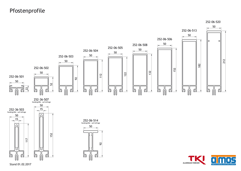TKI Pfosten-Profile für den Alu-Glas-Fassadenbau