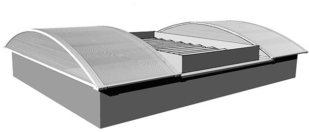 3D-Modell Lichtstraße mit integriertem Lamellenlüfter